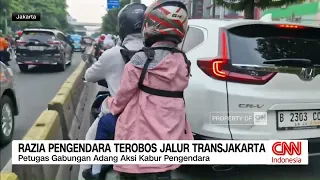 Razia Pengendara Terobos Jalur TransJakarta, Pemotor Nekat Lawan Arus