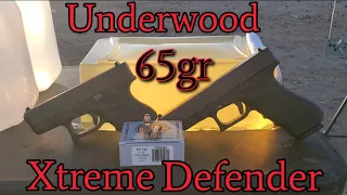 357 sig Underwood 65gr Xtreme Defender in ballistics gel