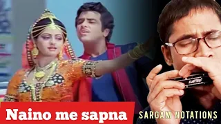 Naino me Sapna | Himmatwala (1983) Jeetendra Sridevi | Bappi Lahiri #harmonica #sargamnotations