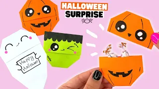 How to make origami HALLOWEEN SURPRISE POCKET [origami Halloween things]