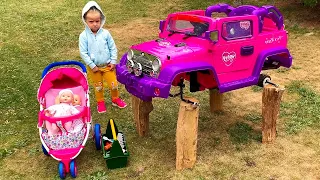 Little Girl Elis Ride On Happy Jeep Power Wheel 12 Volt - Service Brother Thomas Repair