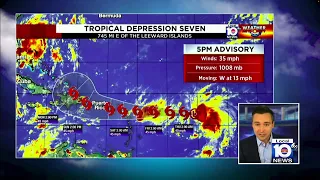 Tropical Depression Seven moving westward with no change in strength