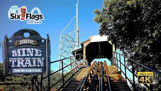 2024 Runaway Mine Train Roller Coaster On Ride Front Seat 4K POV Six Flags Over Texas