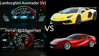 Lamborghini Aventador SVJ vs Ferrari 812 Superfast Acceleration Battle