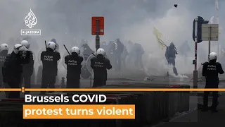 Dramatic scenes as Brussels COVID protest turns violent | AJ #shorts