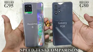 Realme 8 vs Samaung Galaxy A32 Speed Test Comparison⚡Helio G95 vs Helio G80🔥Konsa Damdar hai💪