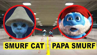 Drone catches SMURF CAT & PAPA SMURF IN REAL LIFE at 3AM!!