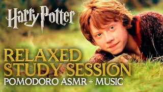 LAZY POMODORO ASMR 🥱📖 Cozy Study Session at The Burrow | Harry Potter Hogwarts Timer Ambience
