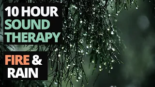 BEST Tinnitus Sound Therapy | Rain by the Fireplace