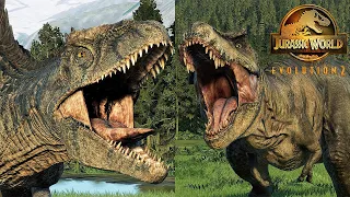 REXY VS GIGANOTOSAURUS - All Fights Compilation | Jurassic World Evolution 2