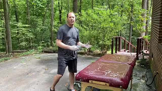 Clean sticky massage table