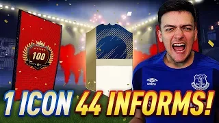 PACKED AN ICON + 44 INFORMS!! TOP 100 MONTHLY FUT CHAMPIONS REWARDS & WEEKLY PACK OPENING!!