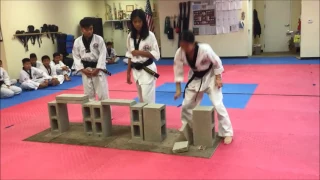 Black Belts Practicing Brick Breaking for 1st Time