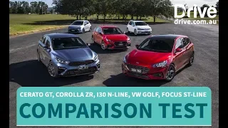 Comparison Test: Kia Cerato GT vs Toyota Corolla vs i30 N-Line vs VW Golf vs Focus ST-Line