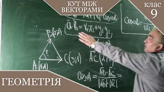 Кут між векторами. Умова перпендикулярності векторів. Заняття №19.  Геометрія 9