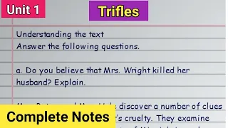 Trifles Exercise | Class 11 English | Questions Answers | Susan Gaspell