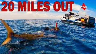 20 Miles Out on a SeaDoo - Spearfishing BIG Fish