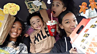 Trying NEW Christmas Items From Fast Food Restaurants W. my KIDS