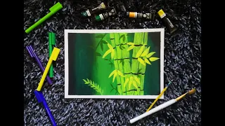 EASY ACRYLIC PAINTING | Bamboo Forest Painting