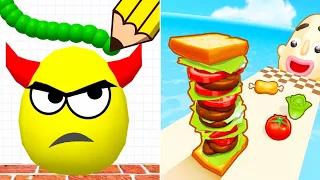 Draw to Smash vs Sandwich Runner 3d - All Satisfying Max Level Gameplay