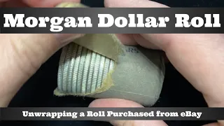 Unwrapping a Morgan Silver Dollar Roll Purchased from eBay - Morgan Dollar Coin Roll Hunting