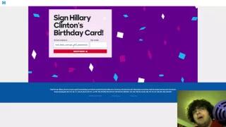 Signing Hillary Clinton's Birthday Card