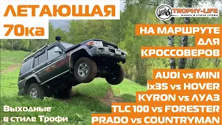 Кроссоверы по бездорожью Toyota Kyron Hover Forester Hyundai xi35 4х4 покатушка Трофи- лайф 2020