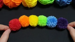 Super Easy Pom Pom Making Idea with Woolen - Hand Embroidery Amazing Trick - Easy Wool Flower Making