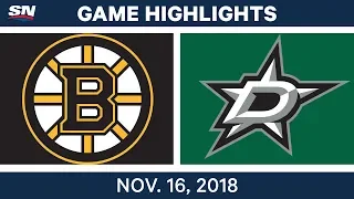NHL Highlights | Bruins vs. Stars – Nov. 16, 2018