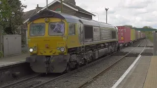 Felixstowe class66 container freight trains at westerfield station 22/4/24