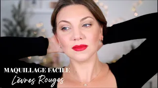 MAQUILLAGE FACILE  : LÈVRES ROUGES ✨Makeup des Fêtes✨| Les Bases du maquillage makeup