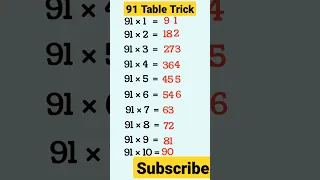 91 Table Trick #mathstrick #mathsshorts #learninfinity