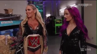 Charlotte and Sasha Banks backstage segment
