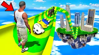 SHINCHAN AND FRANKLIN TRIED THE HIGHEST ALTITUDE WATER SLIDE FROM SKY MELA CHALLENGE IN GTA 5