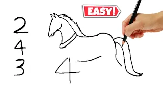 Horse Drawing from 243 Number // Easy Horse Drawing // Number Turns into Drawing