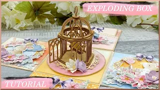 TUTORIAL - Spring-Joy Exploding Box - Rainbow Meadow - 3D Birdcage Chipboard - cardmaking, diy