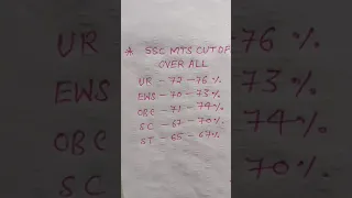 SSC MTS CUT OFF ANALYSIS | SSC MTS EXPECTED CUT OFF 2021 #shorts