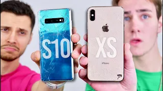 Samsung Galaxy S10 Plus vs iPhone XS Max DROP Test!