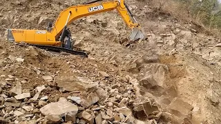 Scary, Sharp And Rocky Hill Cutting | New Hilly Road Construction | JCB Excavator