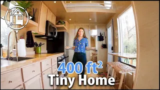 Her modern Tiny Home parked in a Tiny House Village