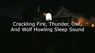 Crackling Fire, Thunder, Owl, And Wolf Howling Sleep Sound | 10 Hours