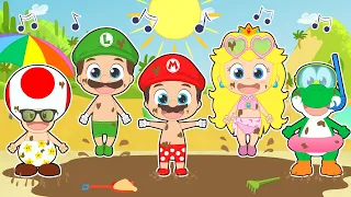 FIVE LITTLE BABIES 🏖️🎵 With Mario and Friends at the Beach