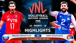 Russia vs Serbia | VNL 2021 | Highlights | Maxim Mikhaylov vs Uros Kovacevic