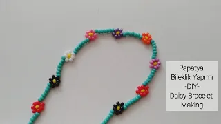 Boncuktan Çiçek Bileklik Yapımı || Boncuktan Papatya Bileklik Yapımı. How to make beaded bracelet?