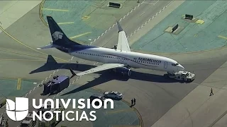 Ocho heridos deja choque de camión de servicio y avión de Aeroméxico en el Aeropuerto de Los Ángeles