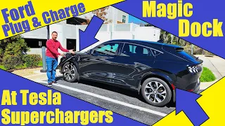 Ford Plug & Charge At Tesla Superchargers | We Plug In The Mustang Mach-E At A Magic Dock To Test It