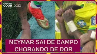 NEYMAR CHORA após ser substituído com ENTORSE no TORNOZELO, veja IMAGEM de como ficou o pé do craque