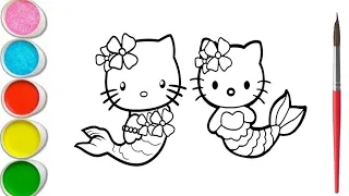 Draw Kitty Mermaid Coloring For Kids & Toddlers I Kids Colour & World 💕🦄 #draw#colors#kids