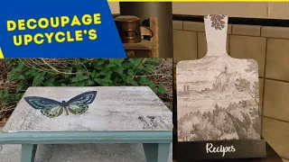 Upcycled Goodwill and Garage sale items with Roycycled Decoupage Papers