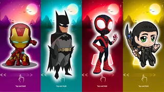 Tiles Hop SuperHero, IronMan vs BatMan vs Miles Morales vs Loki